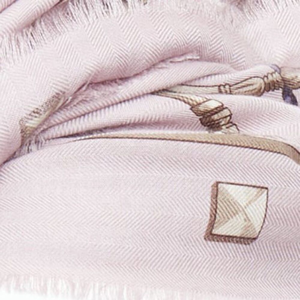 Hermès lilac cashmere silk tassel print scarf - Picture 6 of 6